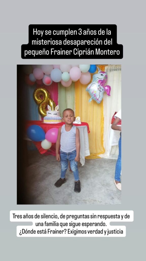 ASODOFADE exige no olvidar desaparición del niño Frainer Ciprián Montero