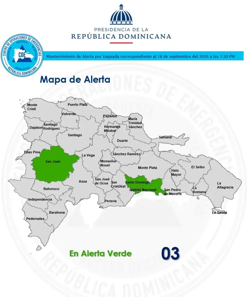 Mapa de alerta del COE